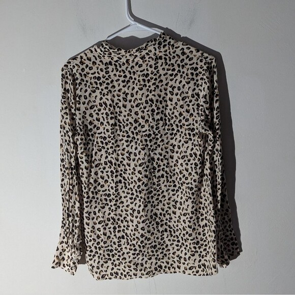 Tyler Boe Leopard Split Neck Long Sleeve Blouse Shirt Women's Size Small - Picture 2 of 6